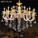 10+5 Lighting Crystal Chandelier with Zinc Alloy Arms Jade Candlestick