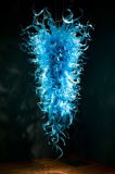 Flush Mount Crystal Pendant Light Iron Chandelier in Blue