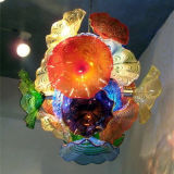 Glass Flower Plates Chandelier for Dining Room