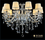 Resplendent Refined 10 Light Crystal Chandelier with Fabric Shade
