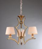 Modern American Style 3-Lite Simply Elegance Iron Jade Decorative Fabric Shade Brass Copper Chandelier (8025-3P)