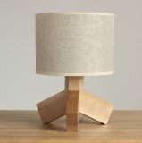 Standing Desk Lamp, Fabric Lamp with Original Wood