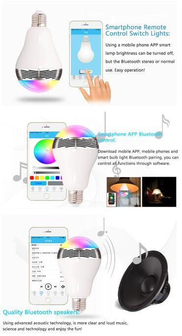 Colorful LED Bluetooth Speaker Smart Bulb with APP Control