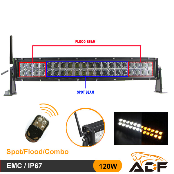 20 Inch 120W Multi-Colour, White&Amber LED Light Bar LED Work Light for Jeep, 4X4, SUV