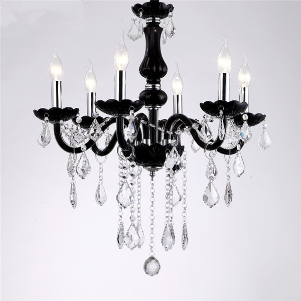 Home Decoration Black K9 Large Crystal Hanging Lamp Chandelier