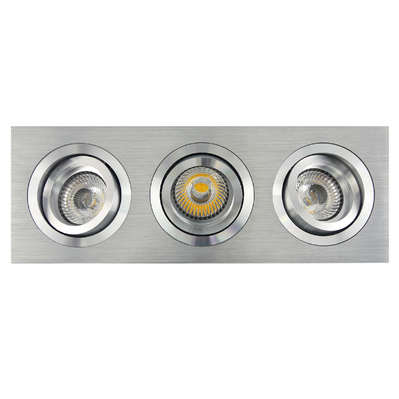 Lathe Aluminum GU10 MR16 Multi-Angle 3 Units Square Tilt Recessed LED Down Light (LT2301-3)