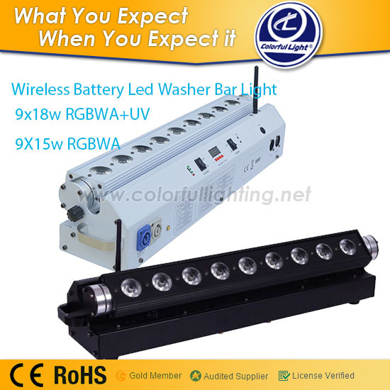Wireless 9X18W 6in1 LED Wall Washer Battery Bar Light