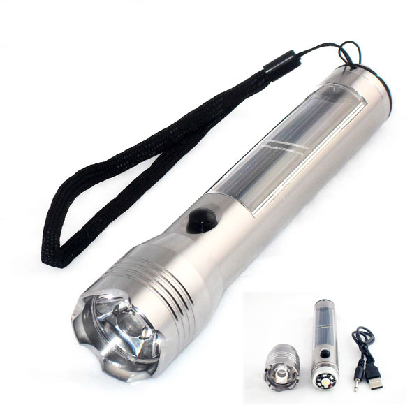 Solar Torch Portable LED Rechargeable Flashlight