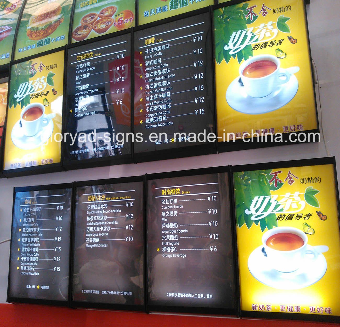 LED Menu Board Light Box for Restaurant and Shop