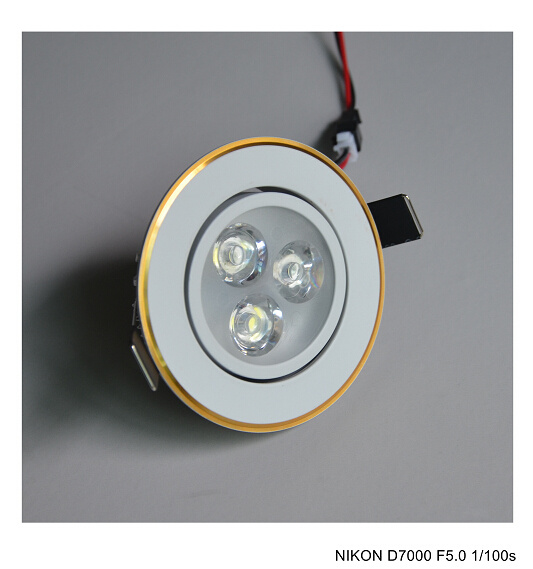 2.65USD 3W Spray White+Gold Edge Cool White LED Ceiling Light