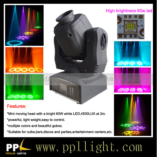 High Power 60W White LED Spot Moving Head Light