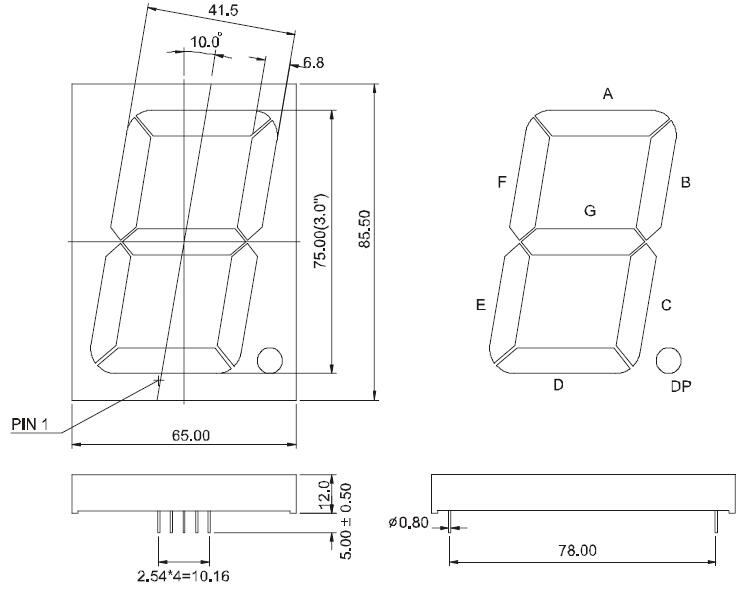 3 Inch Single Digit 7 Segment LED Display