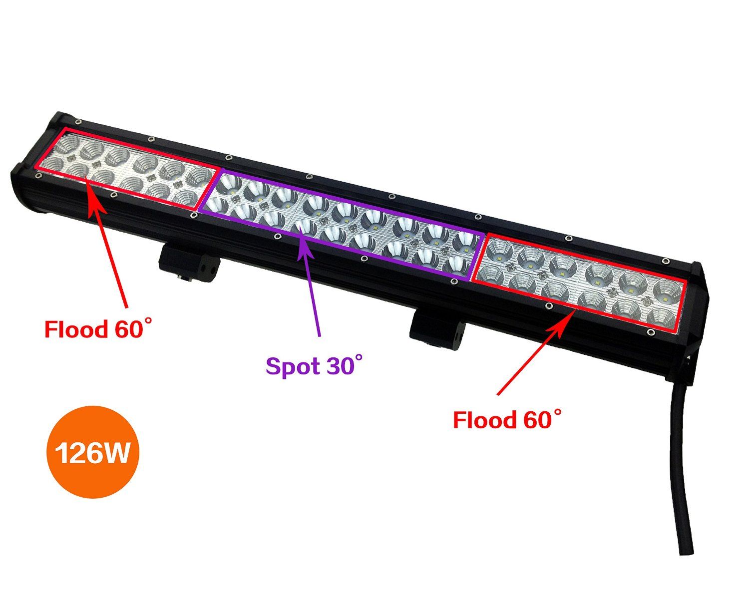 126W 12600lm LED off Road Light Bar LED Work Light