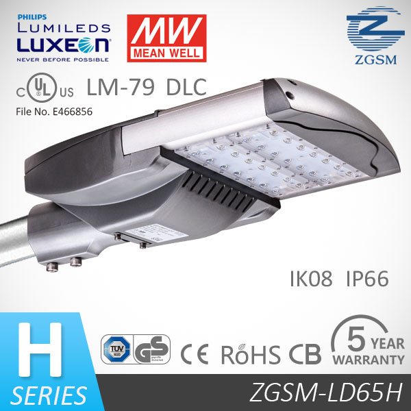IP66 Module Designed 65 Watts LED Street Light with UL, Dlc, CB, SAA