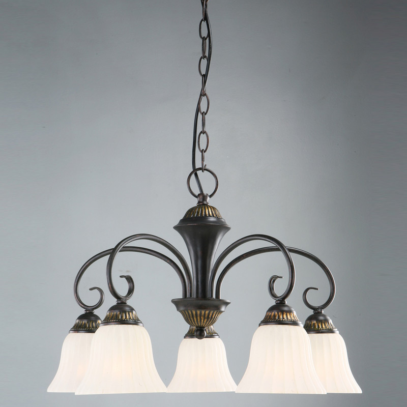 5 Light Iron Glass Chandelier Lamp (BR1006)