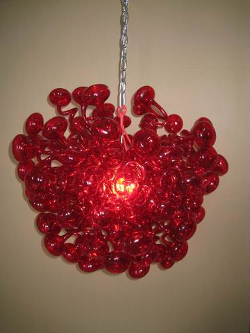 Round Shape Red Blown Glass Ball Chandelier