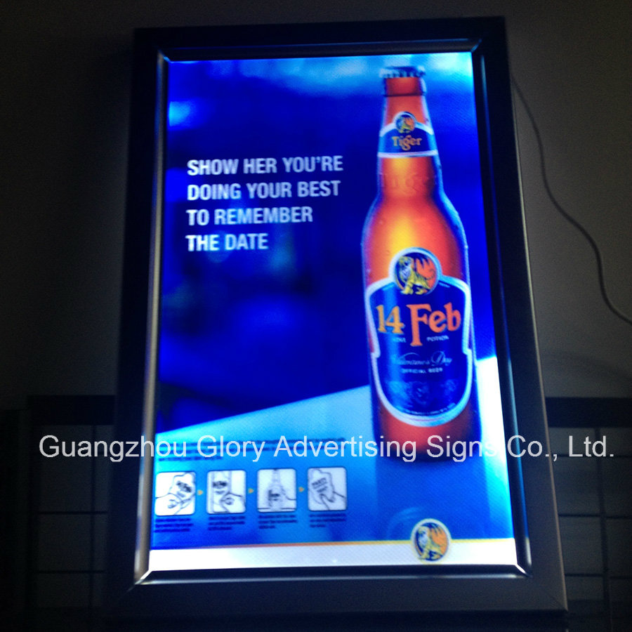 Super Slim LED Light Box Acrylic Flip Poster Frame Aluminum Frame Sign