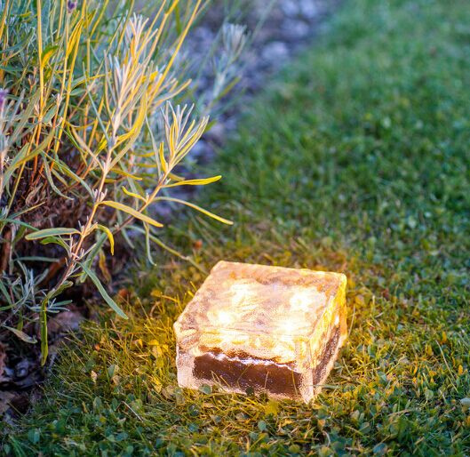 Yellow Outdoor LED Solar Ice Rock Crystal Glass Landscape Path Lights