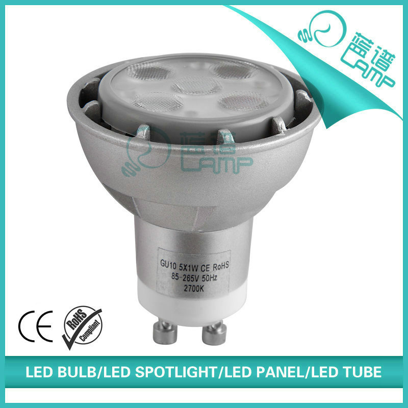 Grey Housing 5X1w GU10 LED Spotlight
