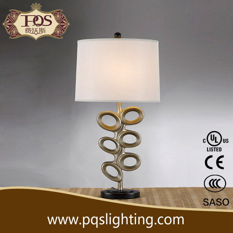 Round Lamp Shade Silver Abstract Art Table Lamp (P0250TB)