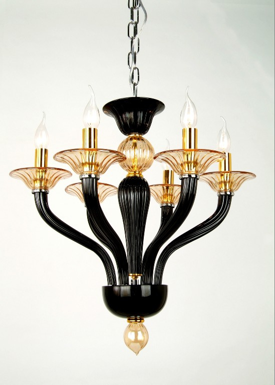 Bedroom Candle Glass Black Pendant Lamp (KD0122-6)