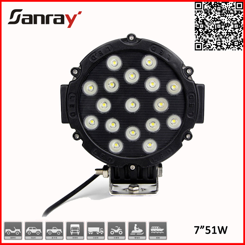 Whole Sale 51W 6500k Black LED Work Light for Offorad