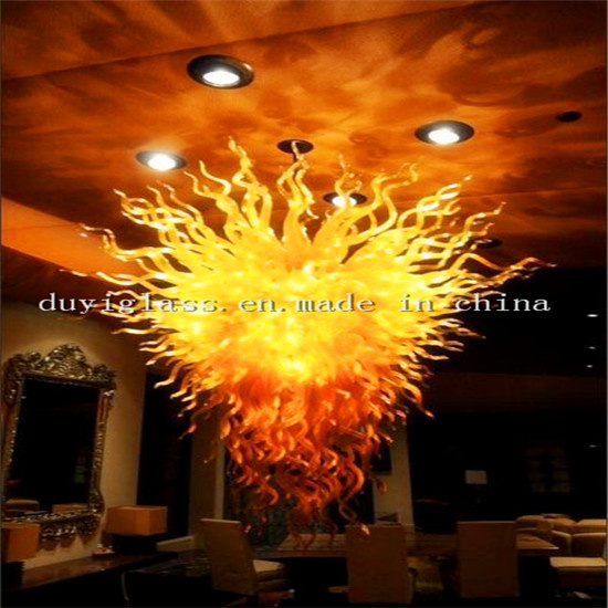 Golden Blown Glass Chandelier for Restaurant Decoration