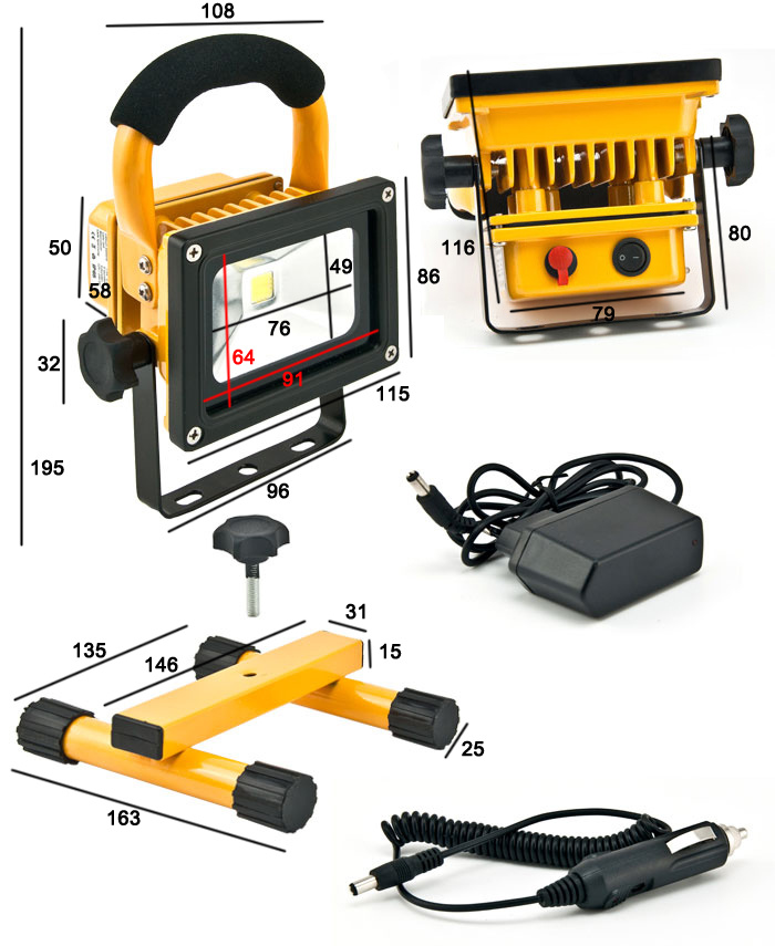 Emergency Light 10W LED Flood Light Portable Rechargeable LED Work Light