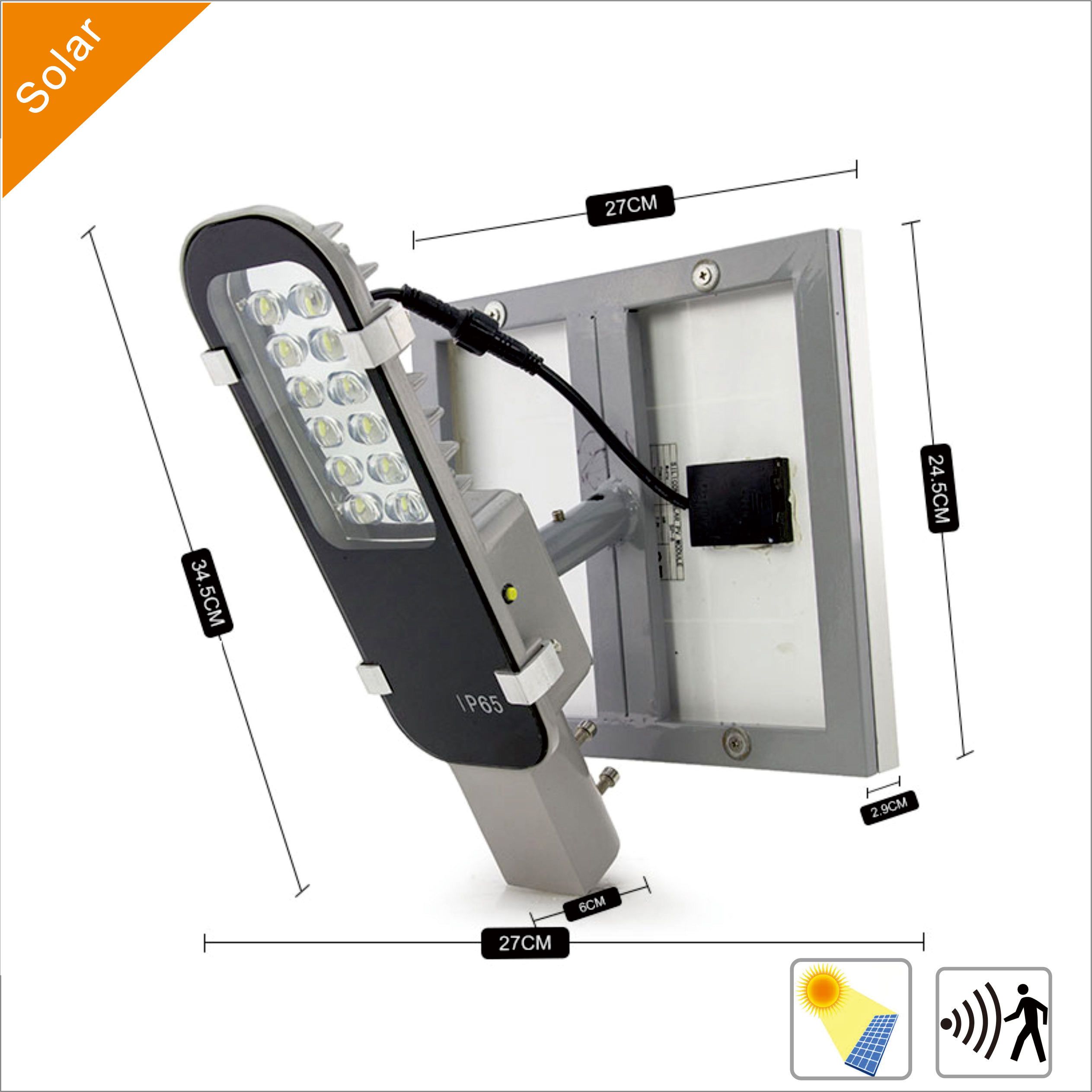 12W Outdoor Solar LED Lights for Garden Street (Auto lighting)
