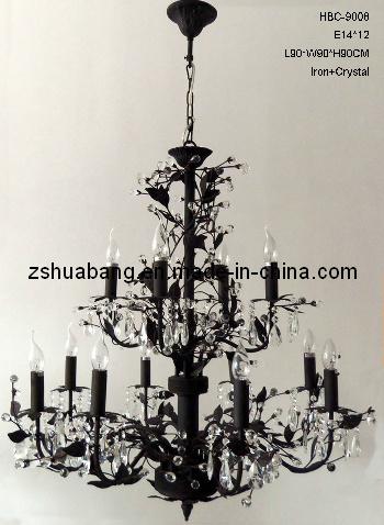 Metal Leaf & Crystal Chandelier (HBC-9008)