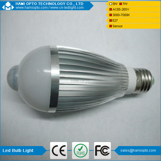 Energy Saving LED Bulb Light with Motion Sensor E27 7W