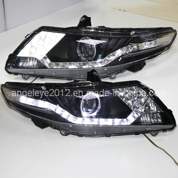 City LED Angel Eyes Head Lamp for Honda Black