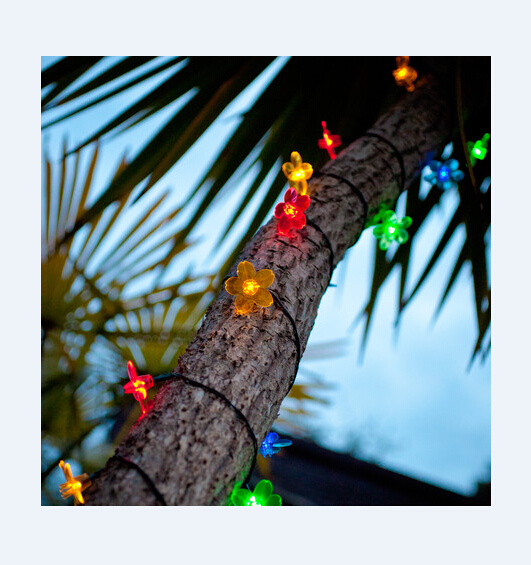 Energy-Saving Solar Powered LED String Light with Plastic Flower