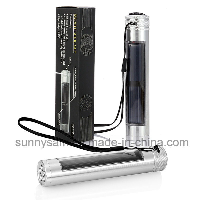 5 LEDs Aluminum Solar Flashlight for Trip Camping Emergency