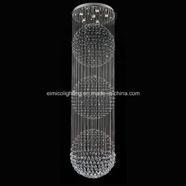 Long Chandelier Crystal Hotel Lobby Lighting Em211-6L