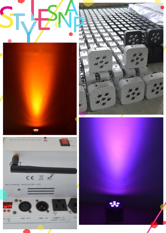 6PCS 15W Rgwba 5in1 Wireless Powered Battery LED PAR Light for Wedding Uplights