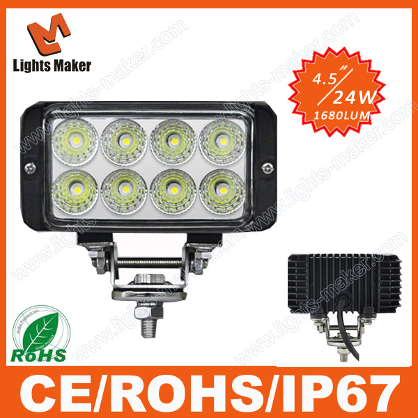 Waterproof 24W LED Spot/Flood Work Driving ATV Offroad Working Lights