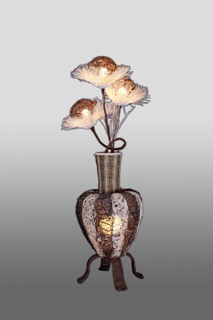Brown and White Table Lamp