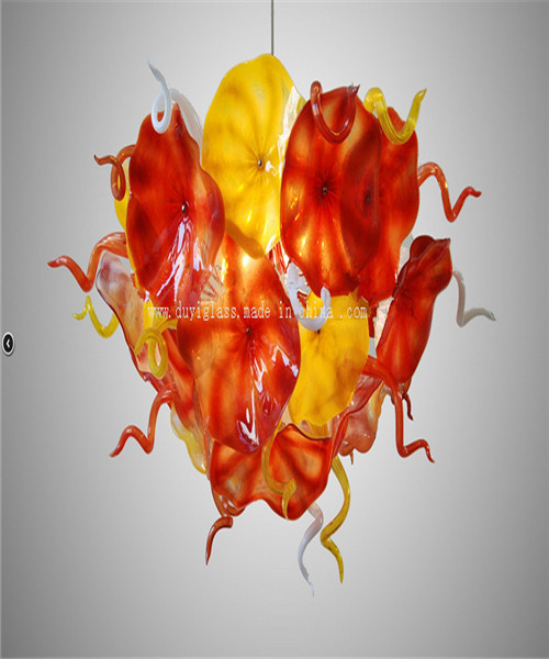 Red and Yellow Decoration Glass Chandelier for House