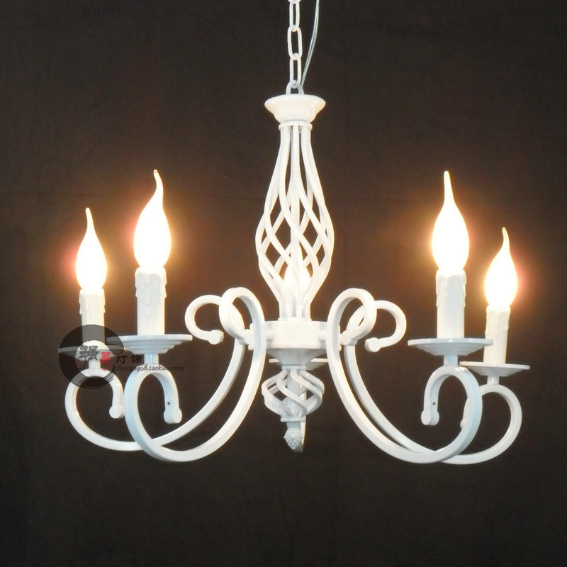 Mediterranean Iron 5 Heads Bedroom Chandeliers Living Room Kid's Bedroom Chain Pendant Light Dining Room White Ceiling Pendant Lamp