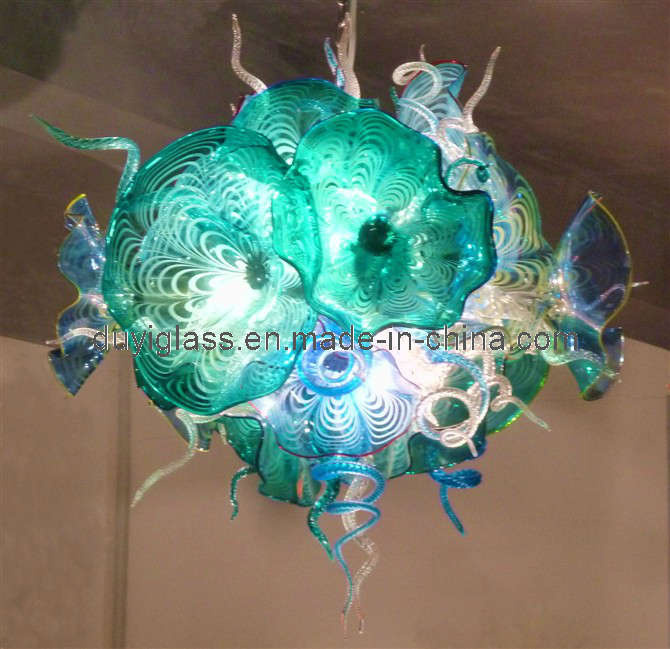 Green Murano Glass Platter Lighting for Ceiling Decoration