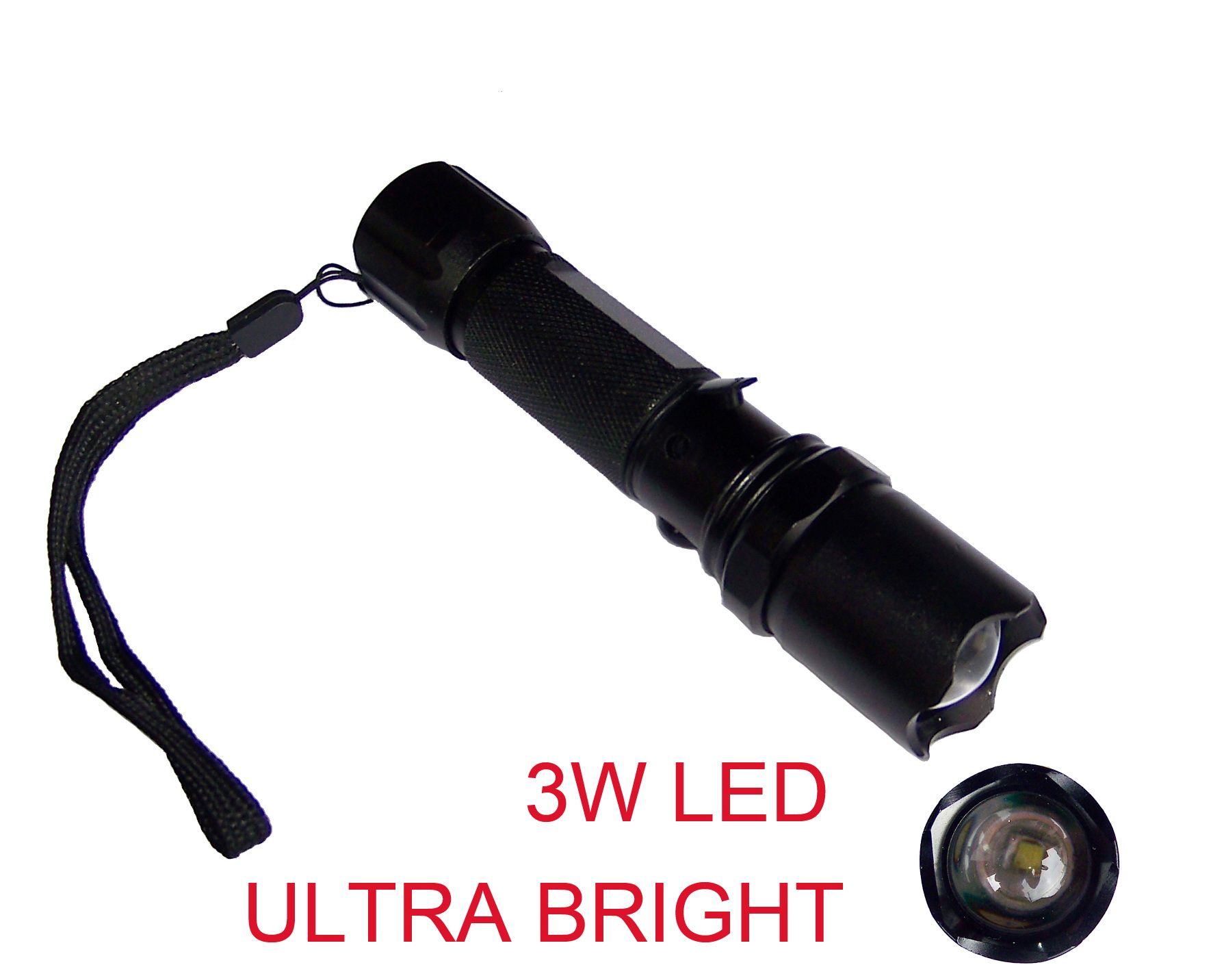 High Focus 3W LED Flashlight With Convex Lens (133)