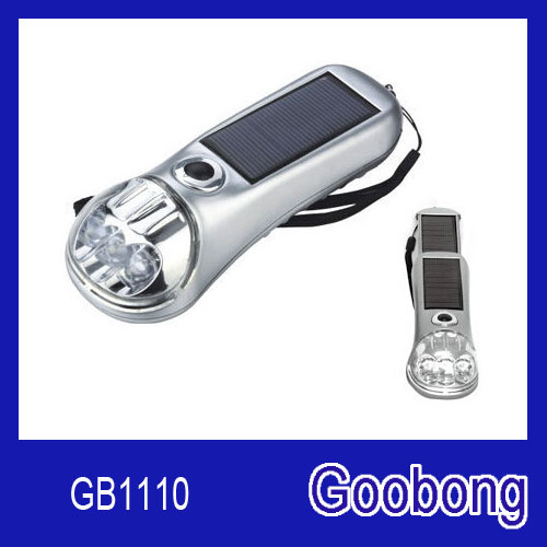 3 LED Double Solar Panels Torch Flashlight