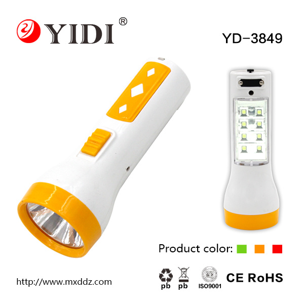 0.5W+8SMD Plastic LED Rechargeable Flashlight with Side Light