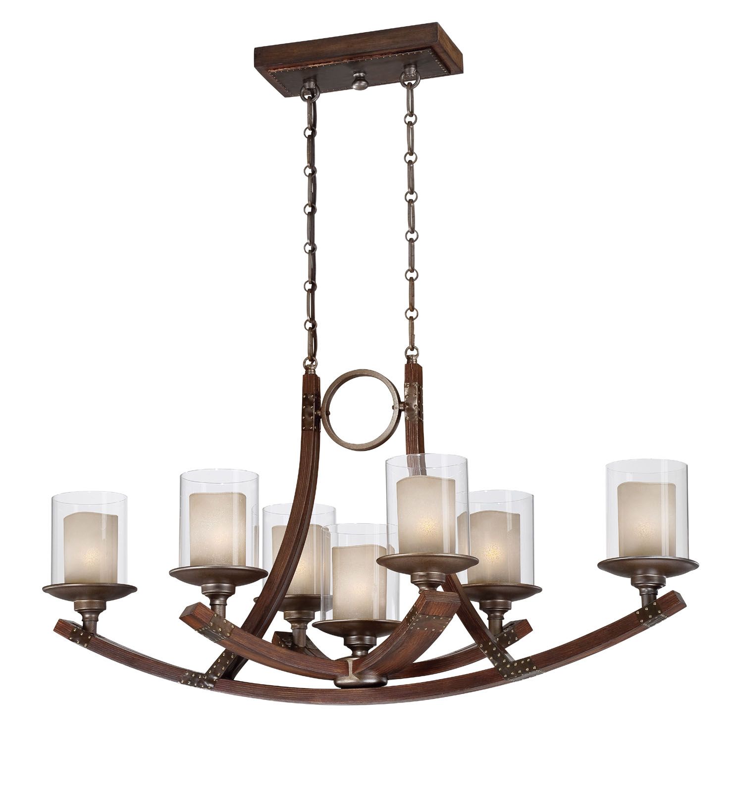 7 Light Oval Wooden Chandelier