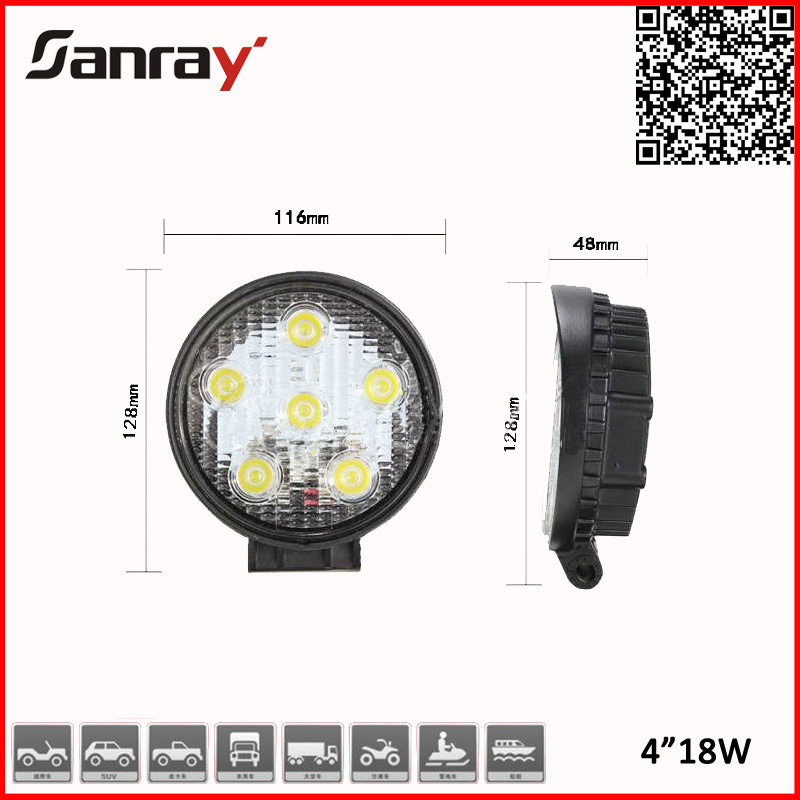 4 Inch 18W LED Work Light for Agricultural Vehicles