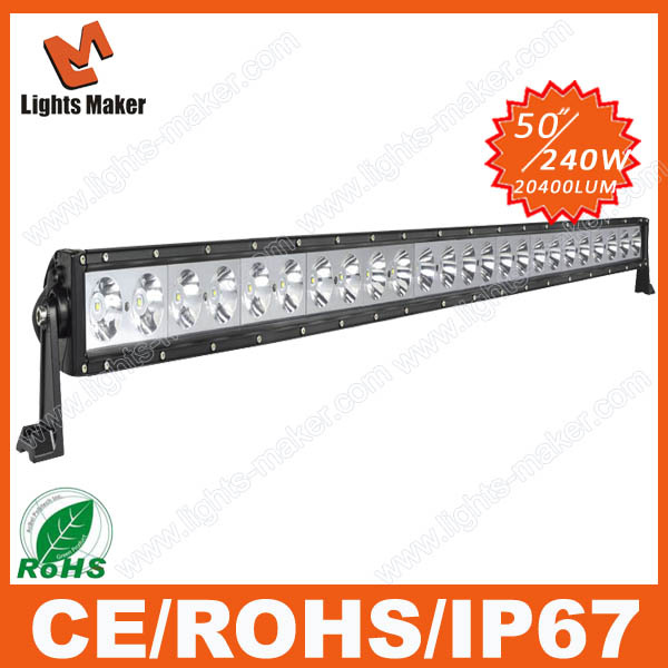 Single Row 50inch 240W LED Bars Light Driving for Dozer, Road Roller, 12V Energy Saving 4X4 LED Driving Light Bar