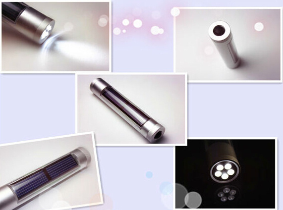 5 LED High-Quality Aviation Aluminum Alloy Solar Flashlight (JX-SF009-2)