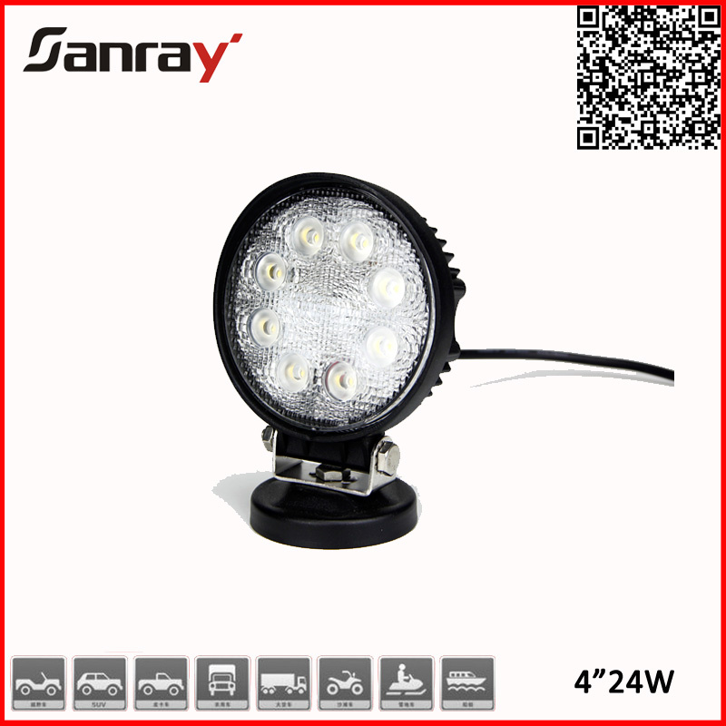 Car Using Round 24W LED Work Light