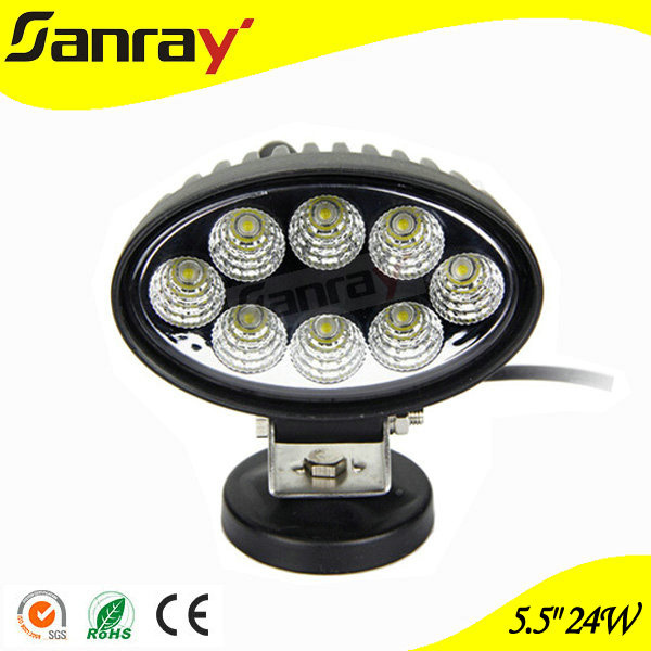 Oval 24W LED Lamp Auto LED Work Light for Trucks